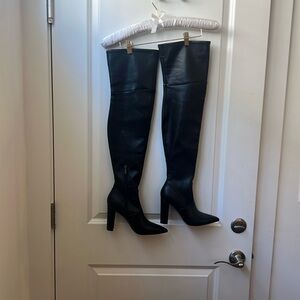 Marc Fischer thigh high black leather boot.  Size 8